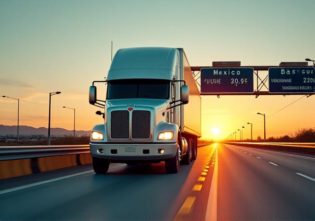 Qiana Hauling fleet truck at the El Paso border crossing