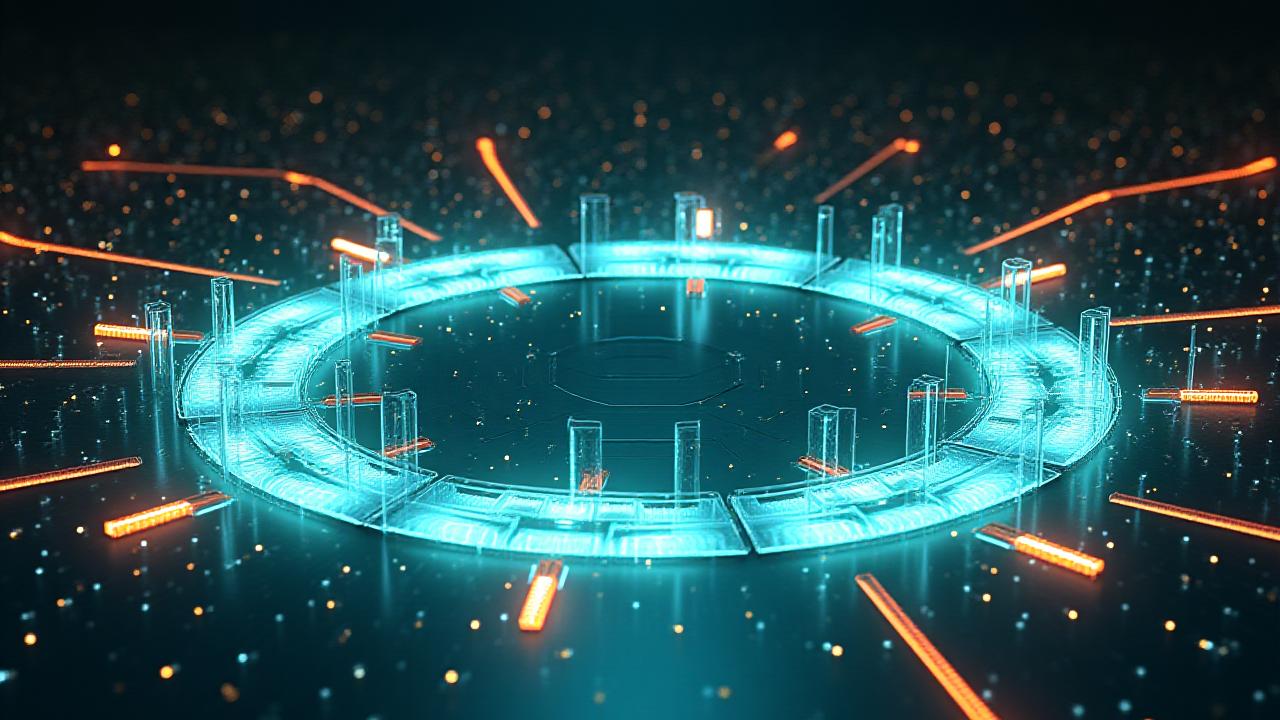 Abstract conceptual visualization of a high-tech circular supply chain